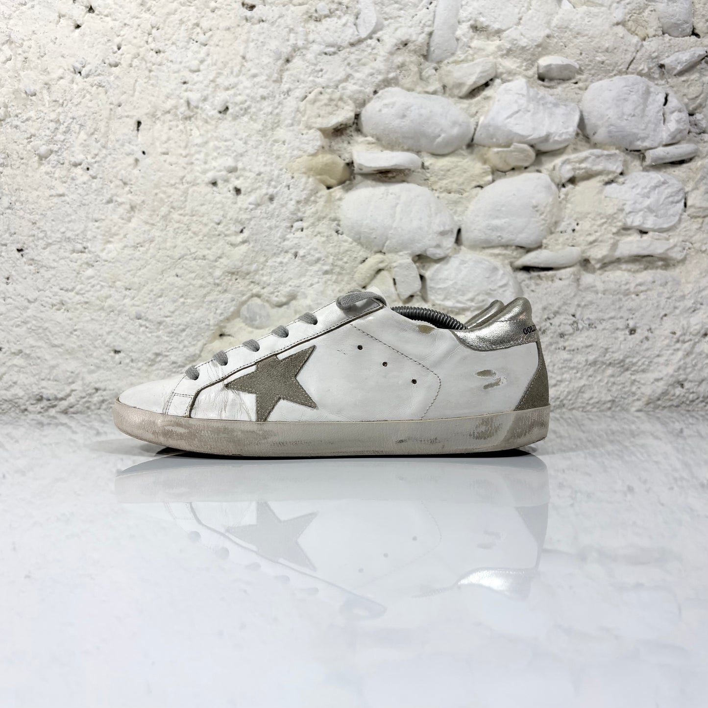 Golden goose Superstar bianche e argento 42