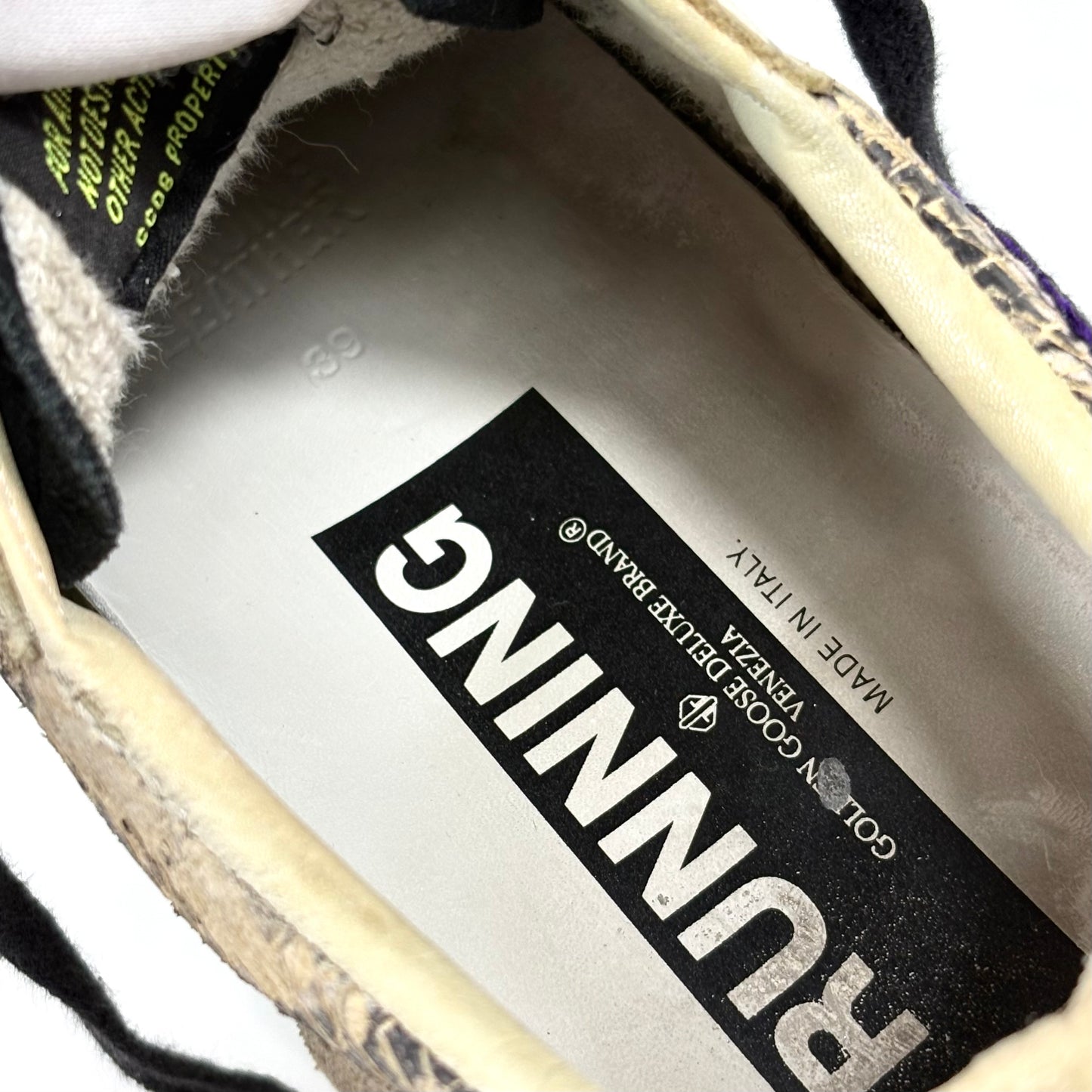 Golden goose Running Sole bianche, beije e a squame 39