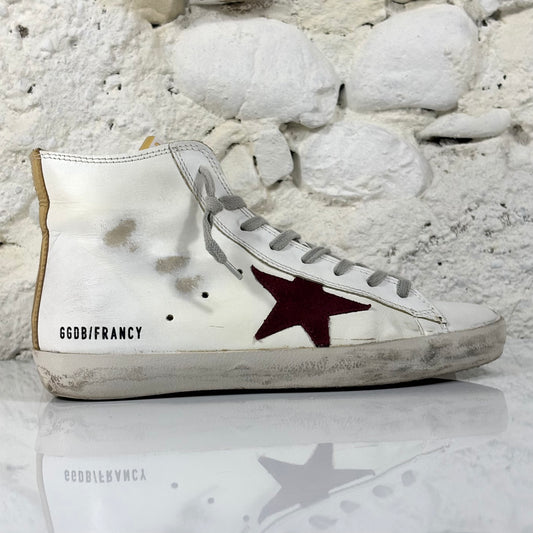 Golden goose Francy bianche con stella marrone e dettagli dorati 37