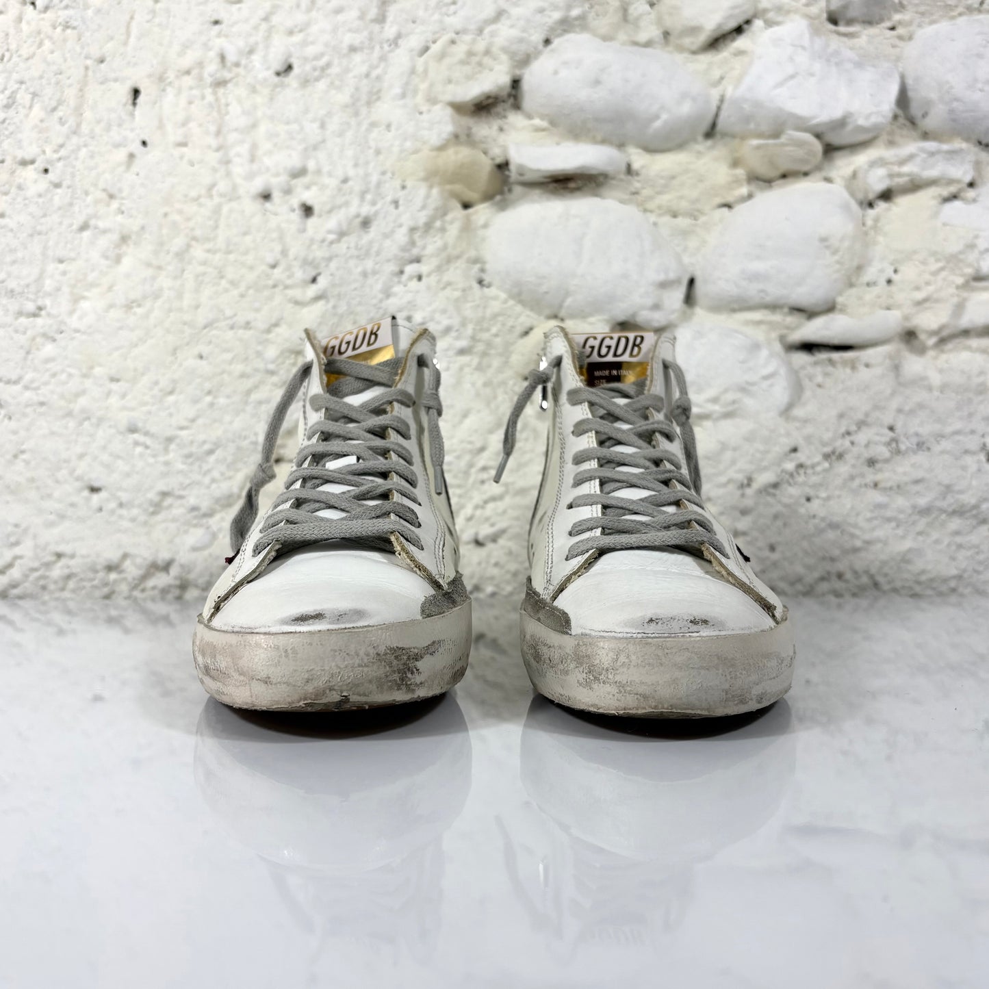 Golden goose Francy bianche con stella marrone e dettagli dorati 37
