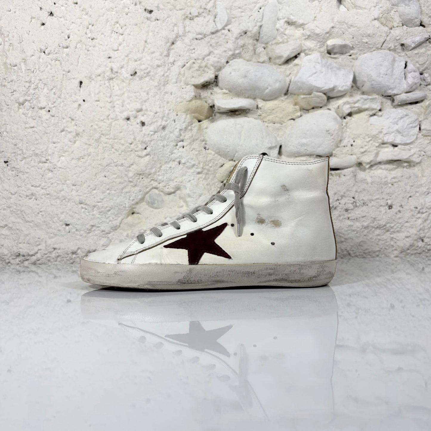 Golden goose Francy bianche con stella marrone e dettagli dorati 37
