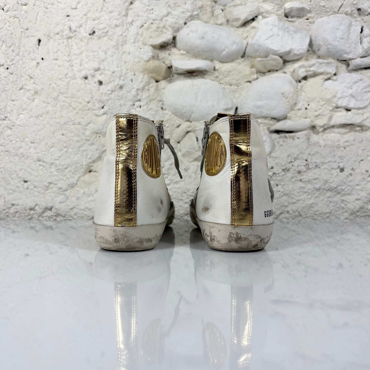 Golden goose Francy bianche con stella marrone e dettagli dorati 37