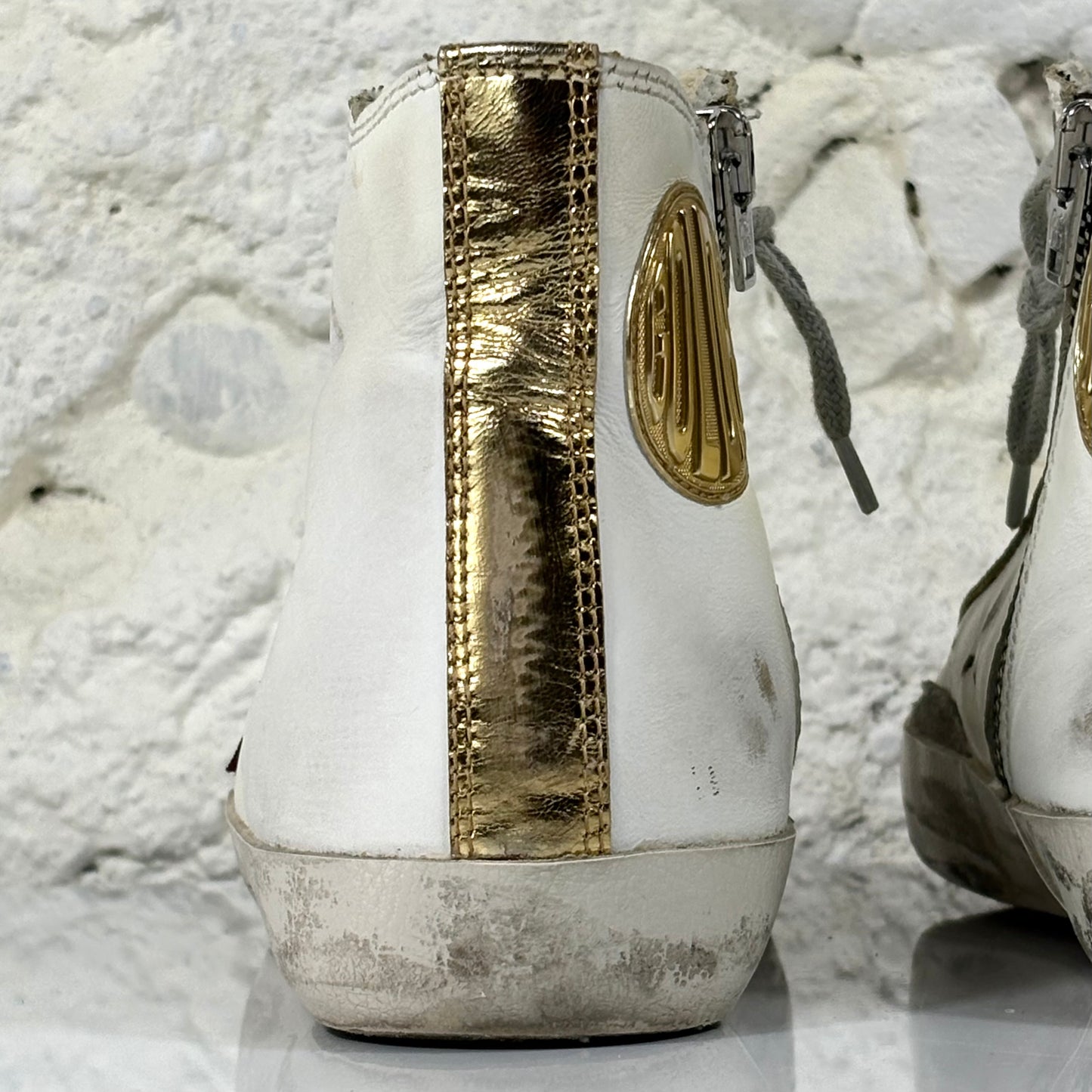Golden goose Francy bianche con stella marrone e dettagli dorati 37