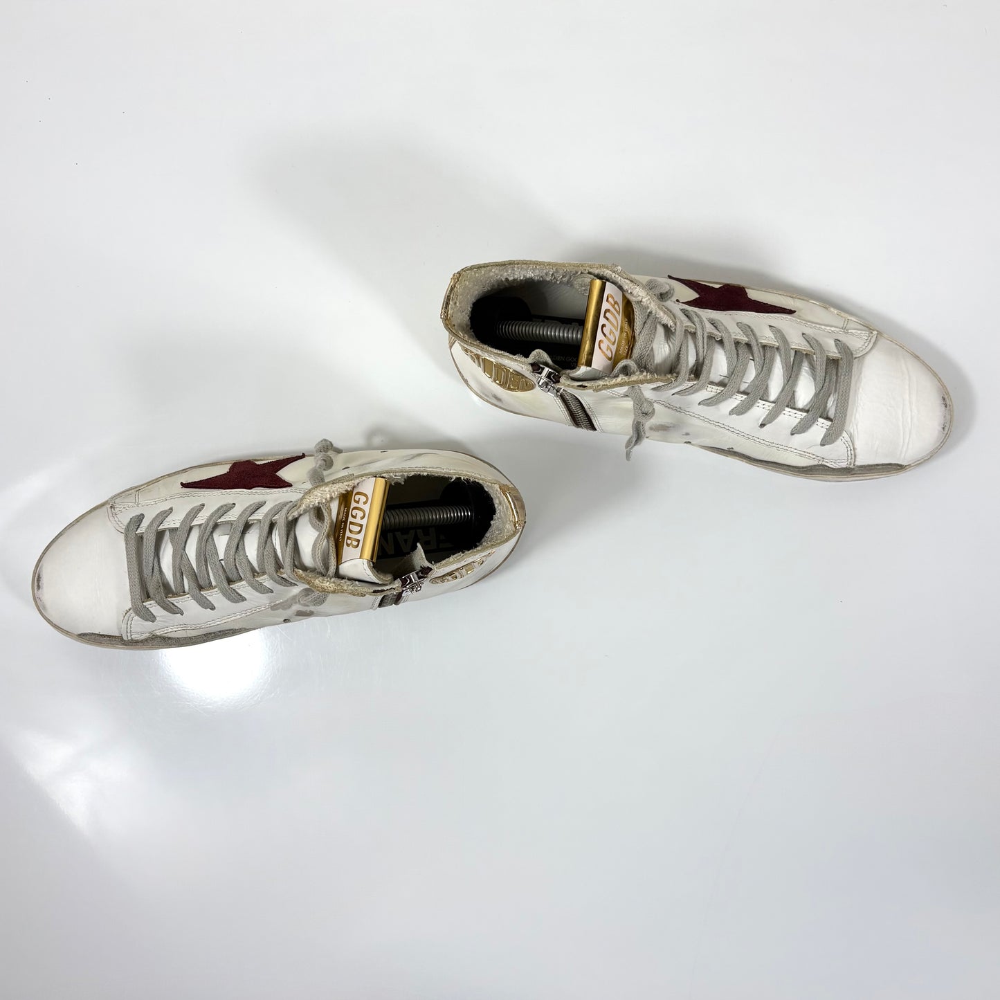 Golden goose Francy bianche con stella marrone e dettagli dorati 37