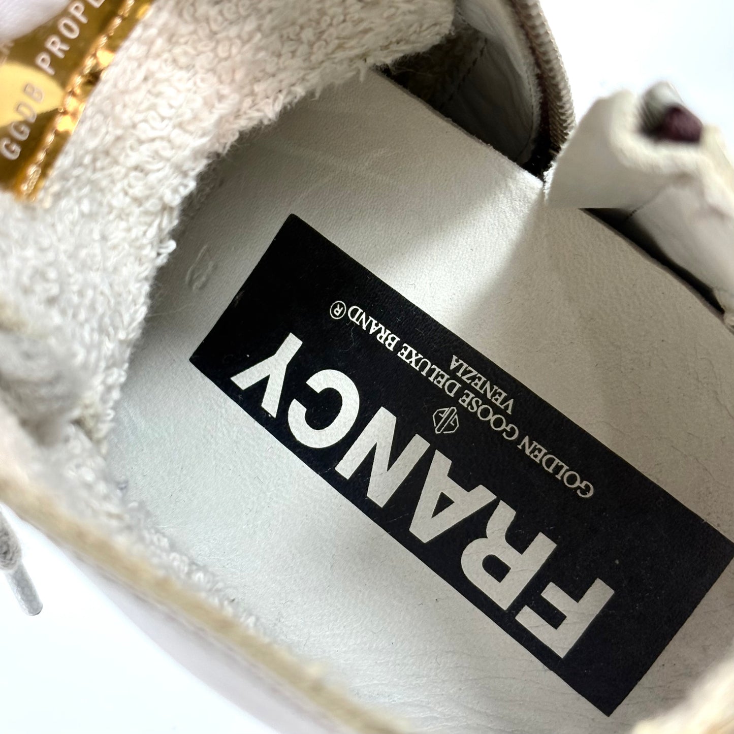 Golden goose Francy bianche con stella marrone e dettagli dorati 37