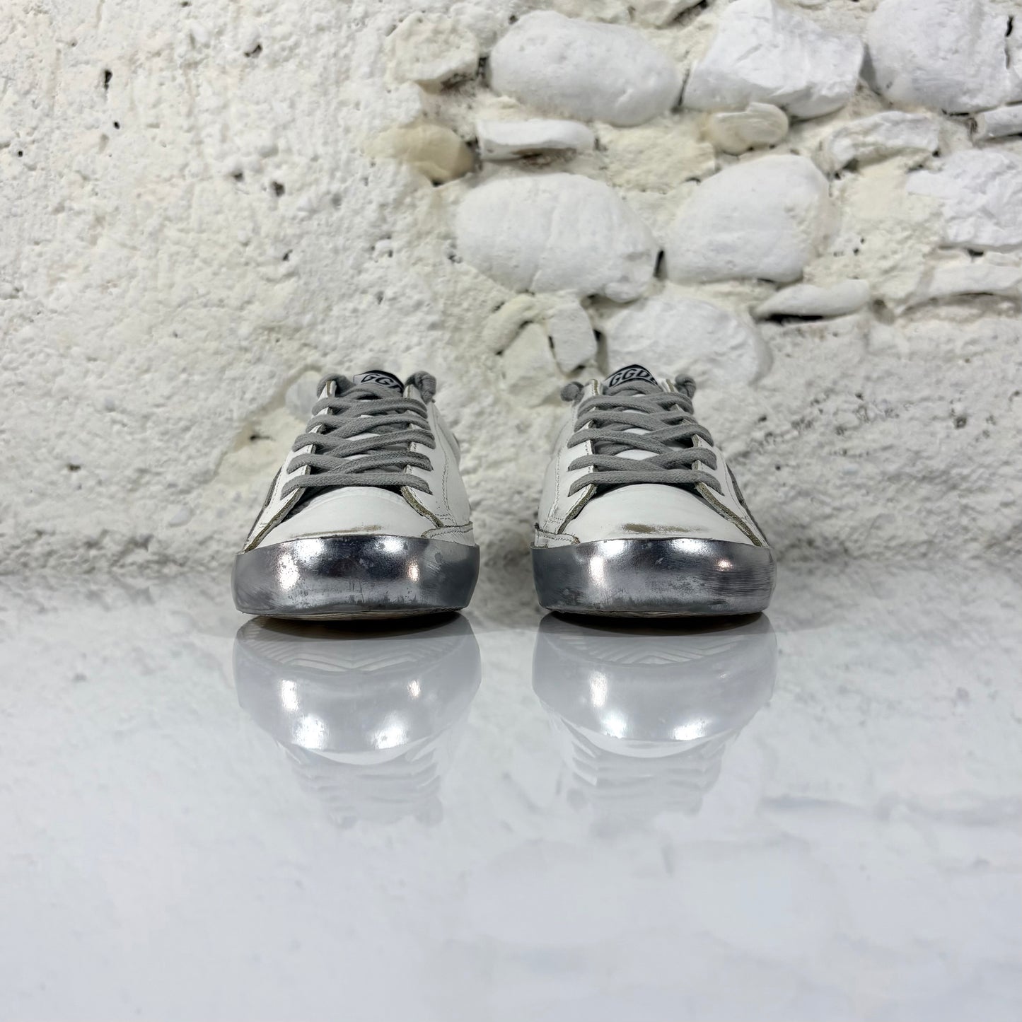 Golden goose Superstar bianche e argento 37