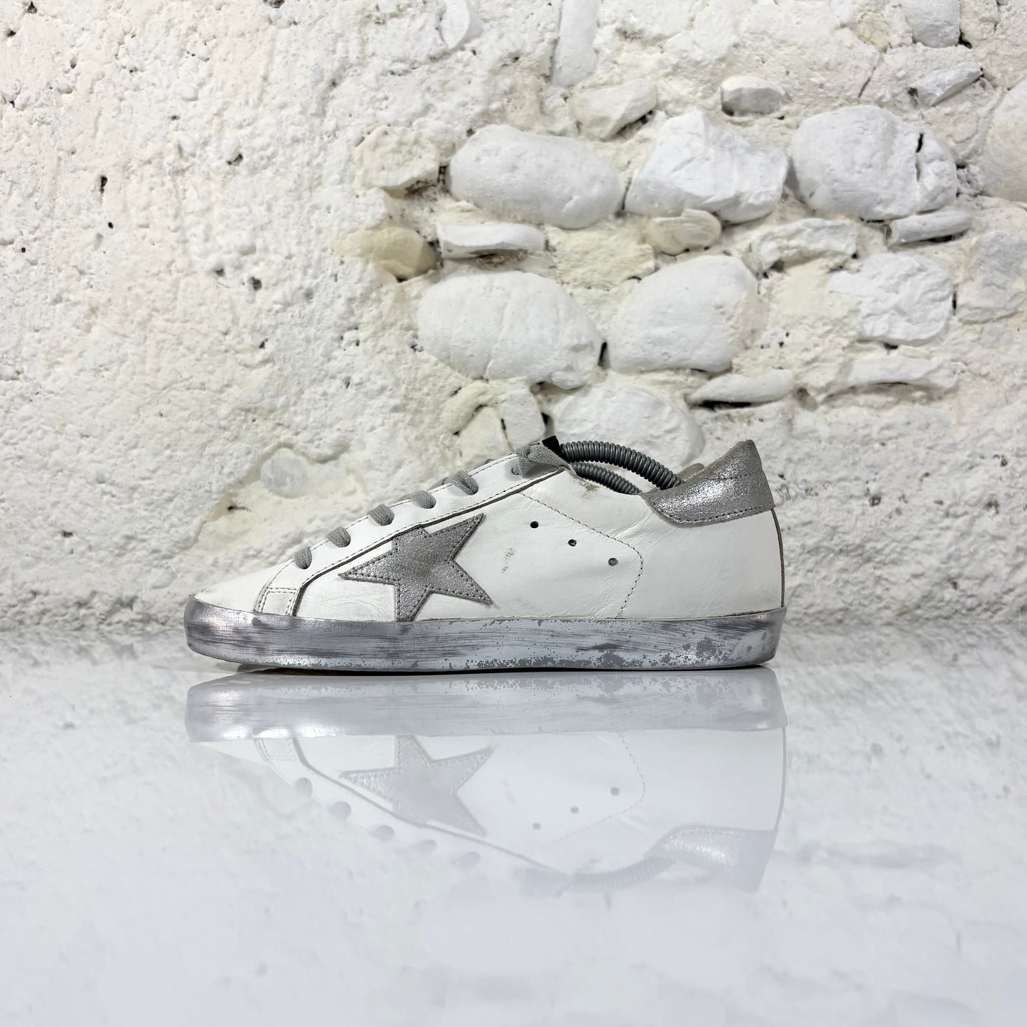 Golden goose Superstar bianche e argento 37