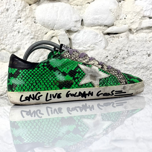 Golden goose Superstar a squame verdi con talloncino nero 38
