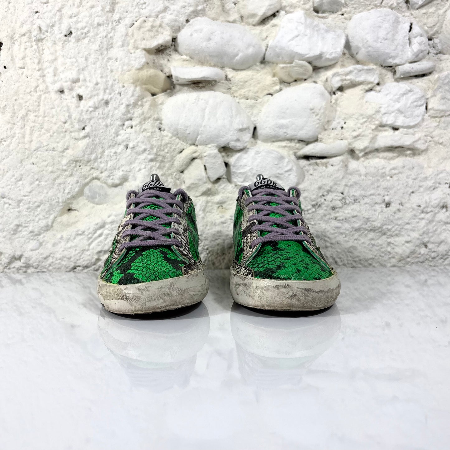 Golden goose Superstar a squame verdi con talloncino nero 38