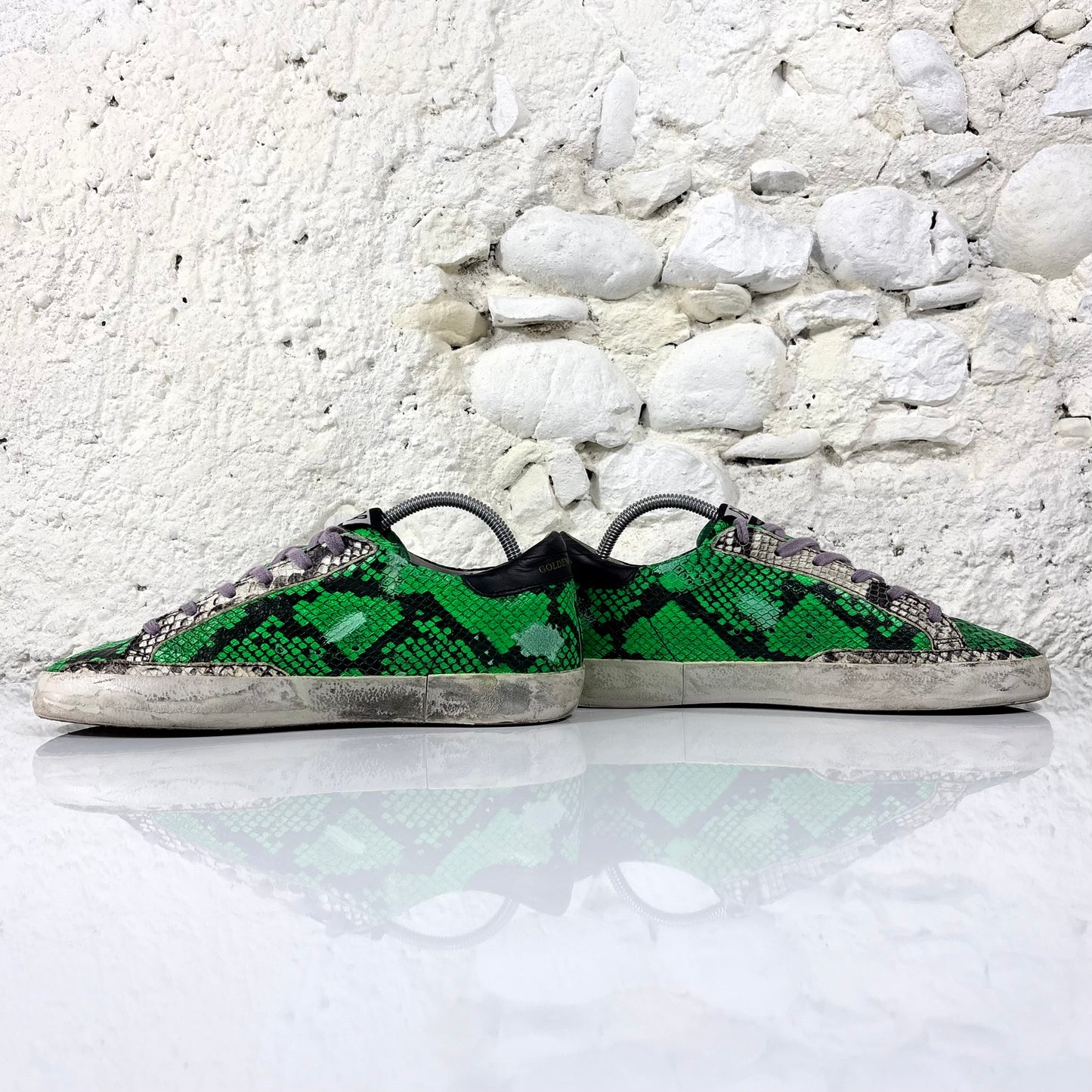 Golden goose Superstar a squame verdi con talloncino nero 38