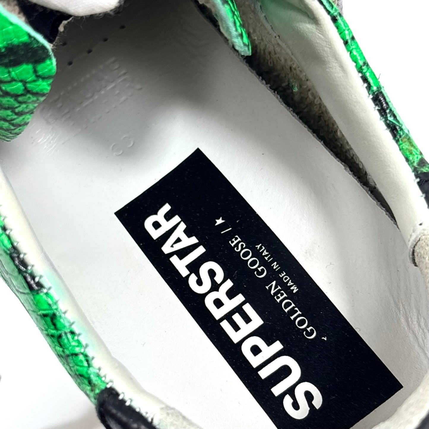 Golden goose Superstar a squame verdi con talloncino nero 38