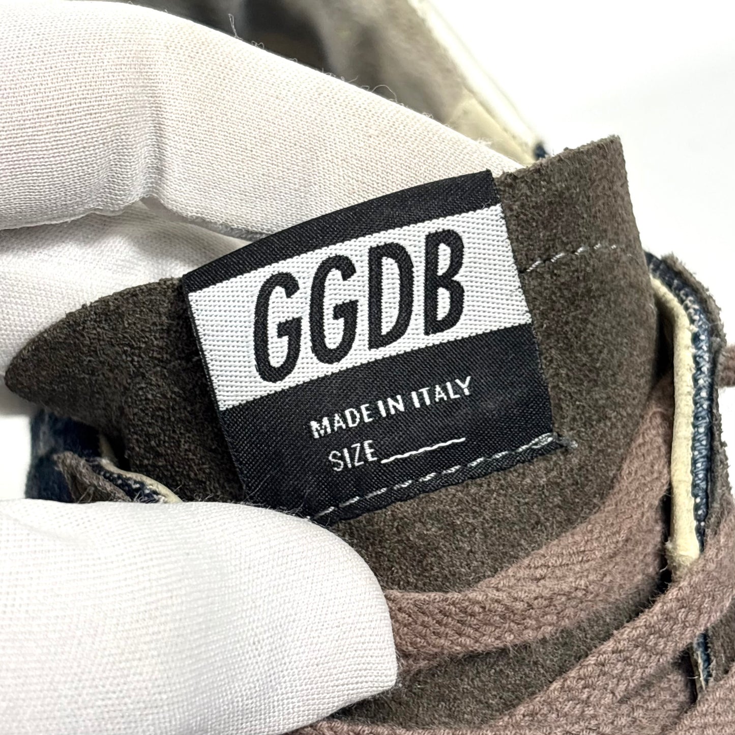 Golden goose Superstar blu in denim con stella e talloncini bianchi 42