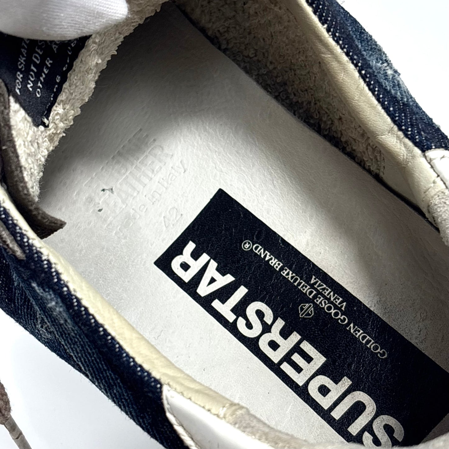 Golden goose Superstar blu in denim con stella e talloncini bianchi 42