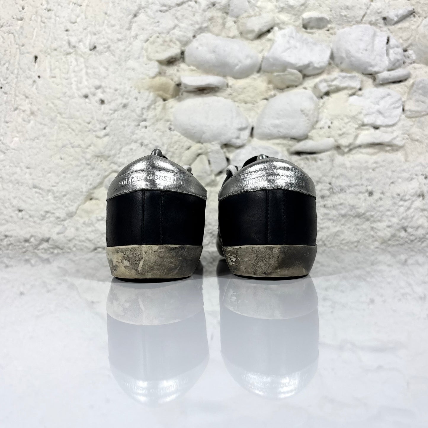 Golden goose Superstar "ARCHIVE" nere con stella e dettagli argento 40