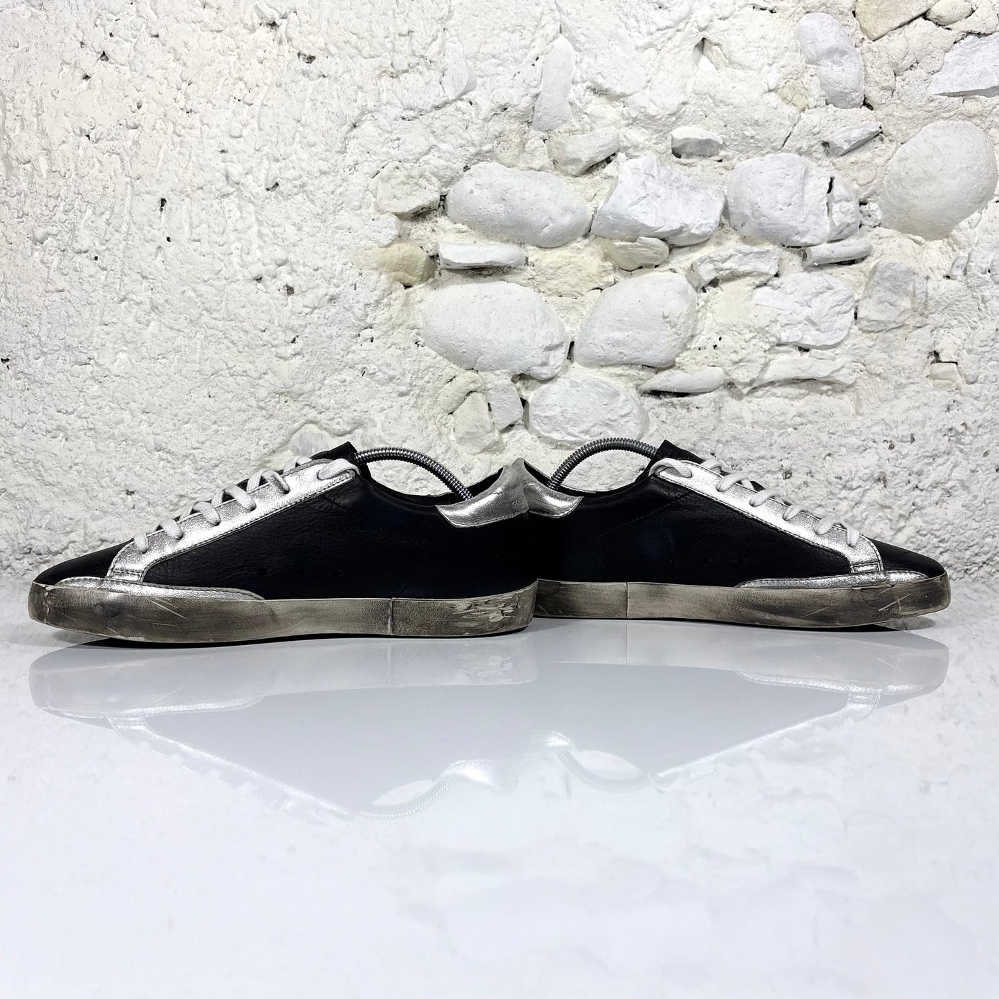 Golden goose Superstar "ARCHIVE" nere con stella e dettagli argento 40