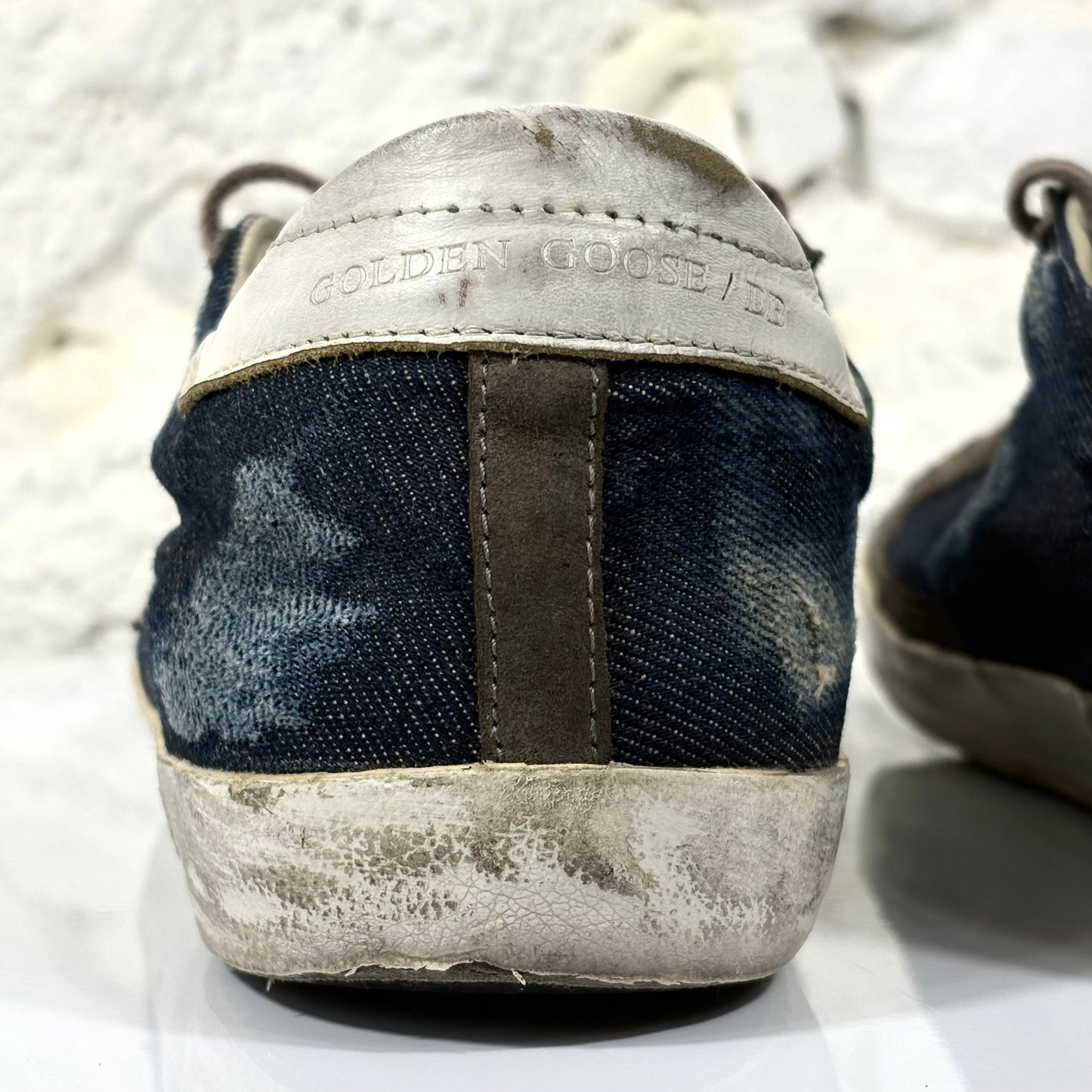 Golden goose Superstar blu in denim con stella e talloncini bianchi 42