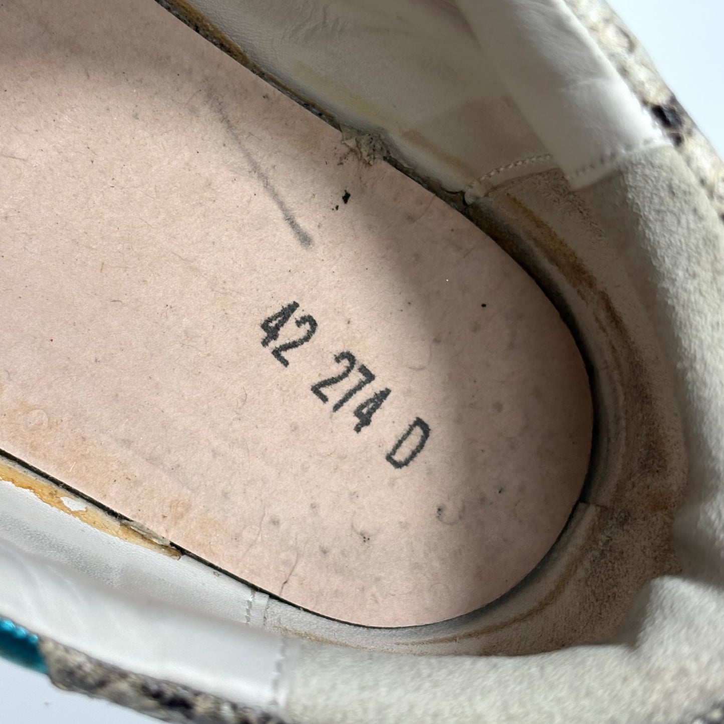 Golden goose Superstar azzurro metallizzato con stella bianca, lacci arancioni e talloncini in "squame" 42