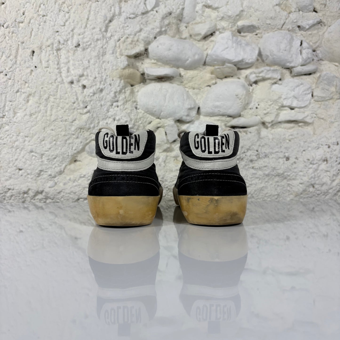 Golden goose Midstar nere con stella bianca in Nylon 41