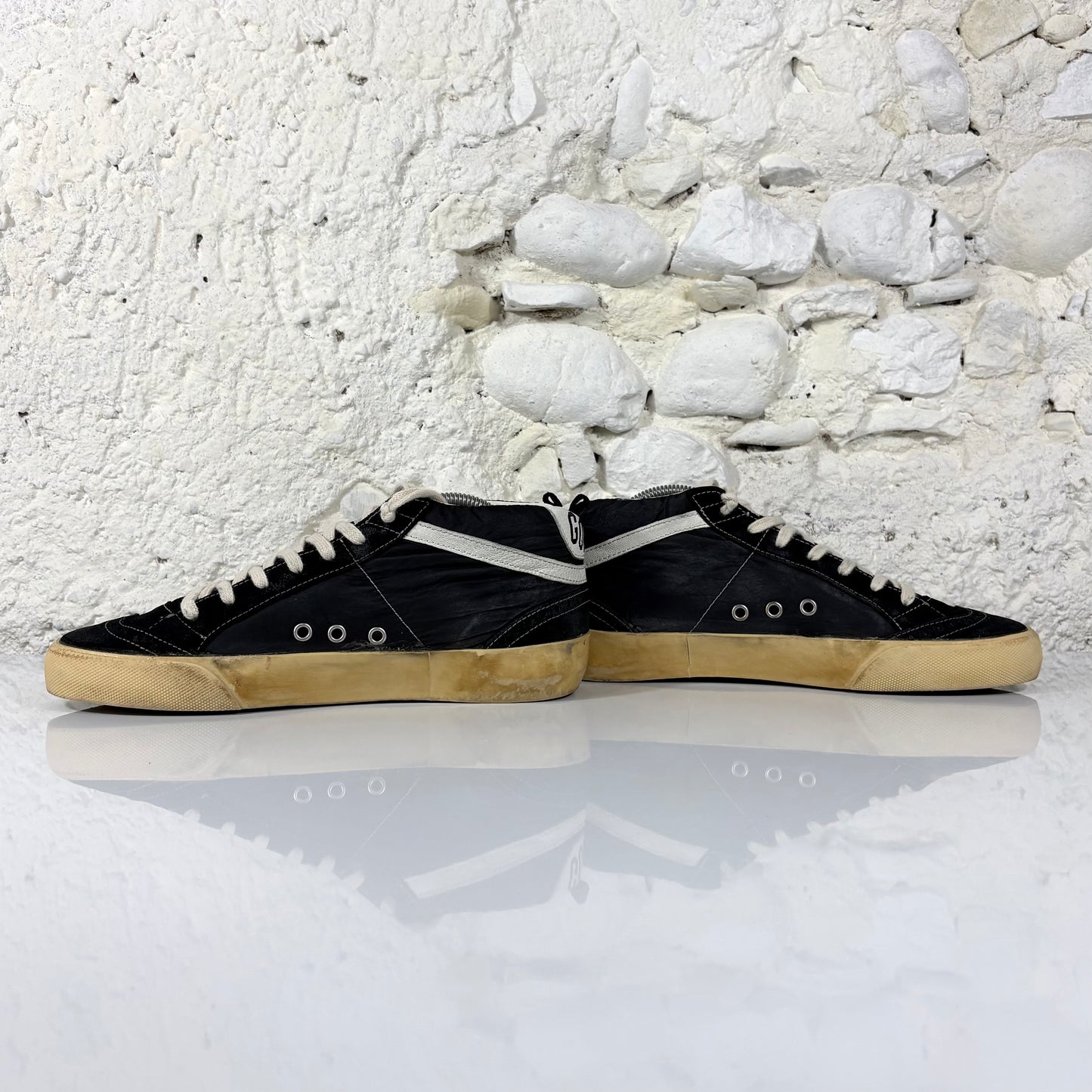 Golden goose Midstar nere con stella bianca in Nylon 41
