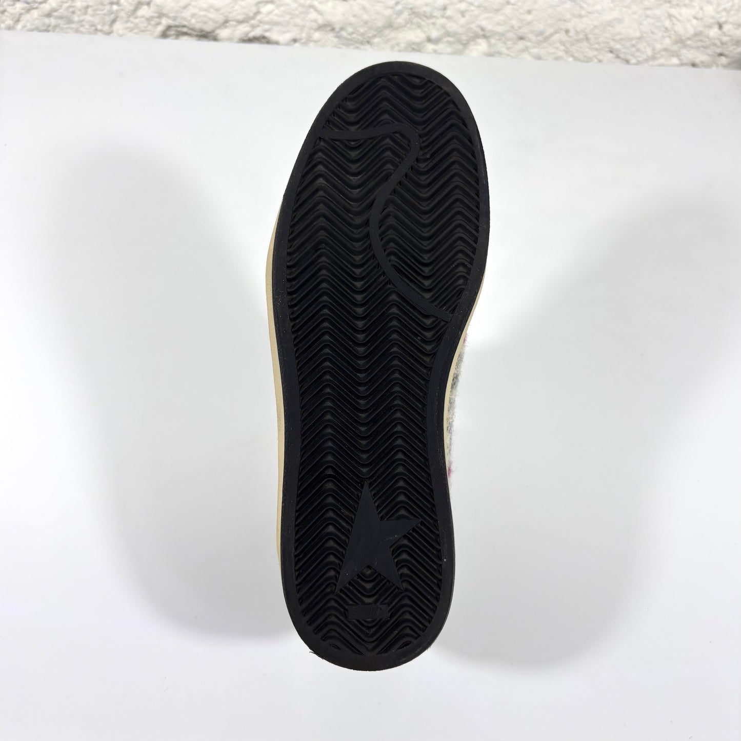 Golden goose Ballstar in trama a quadri grigio e magenta con stella bianca 38