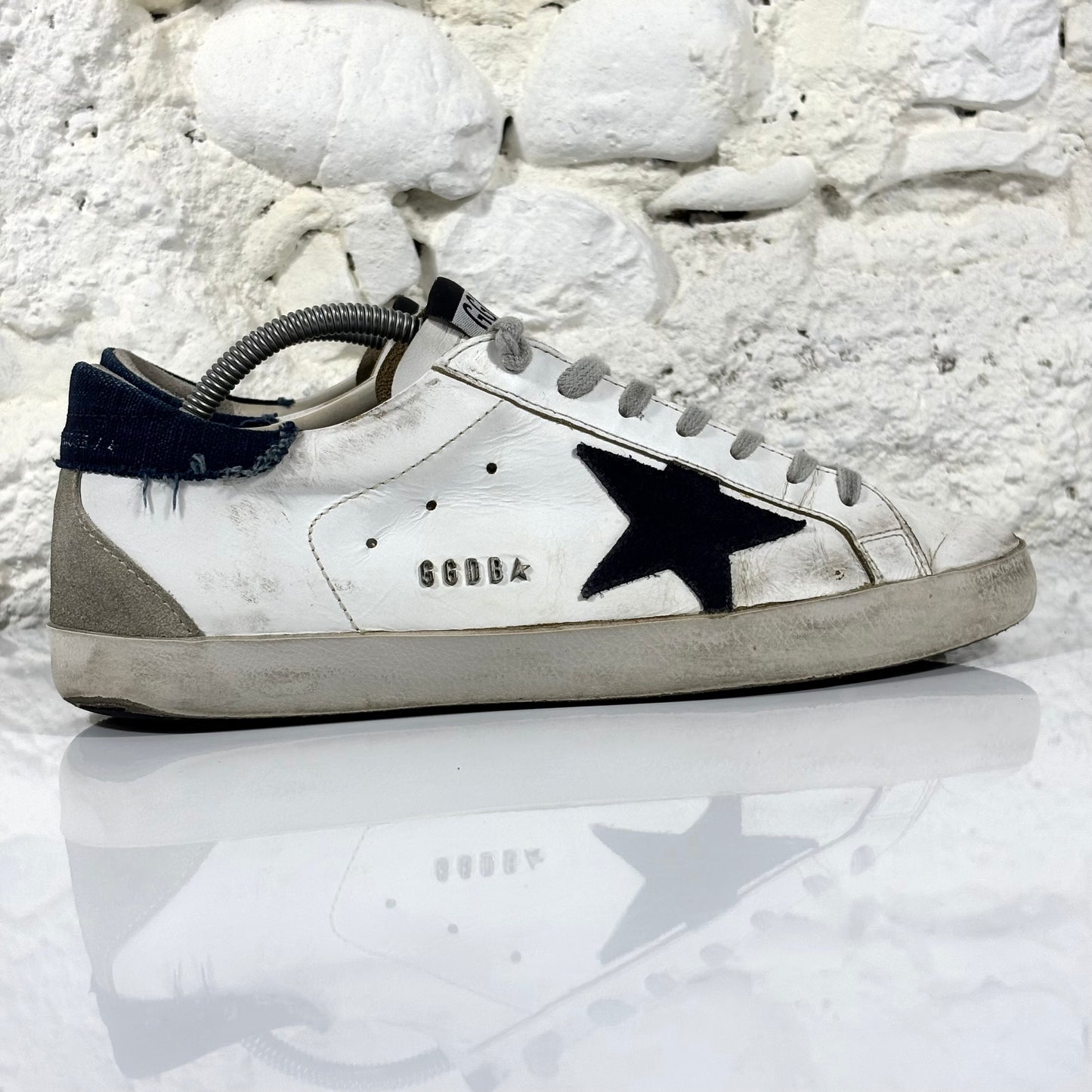 Golden goose Superstar bianche co talloncino in denim blu 42