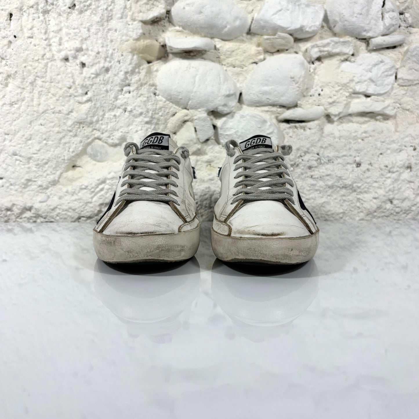 Golden goose Superstar bianche co talloncino in denim blu 42