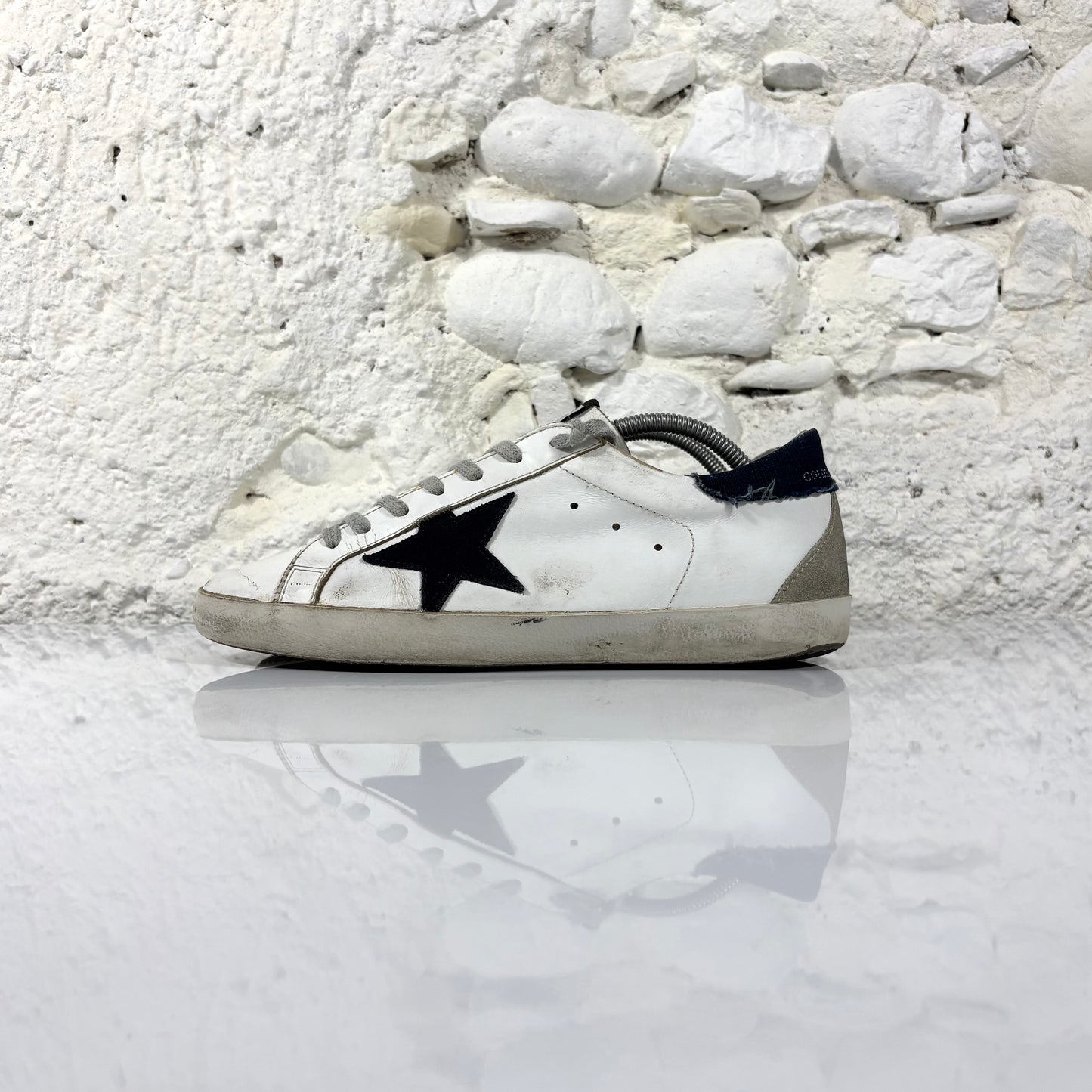 Golden goose Superstar bianche co talloncino in denim blu 42