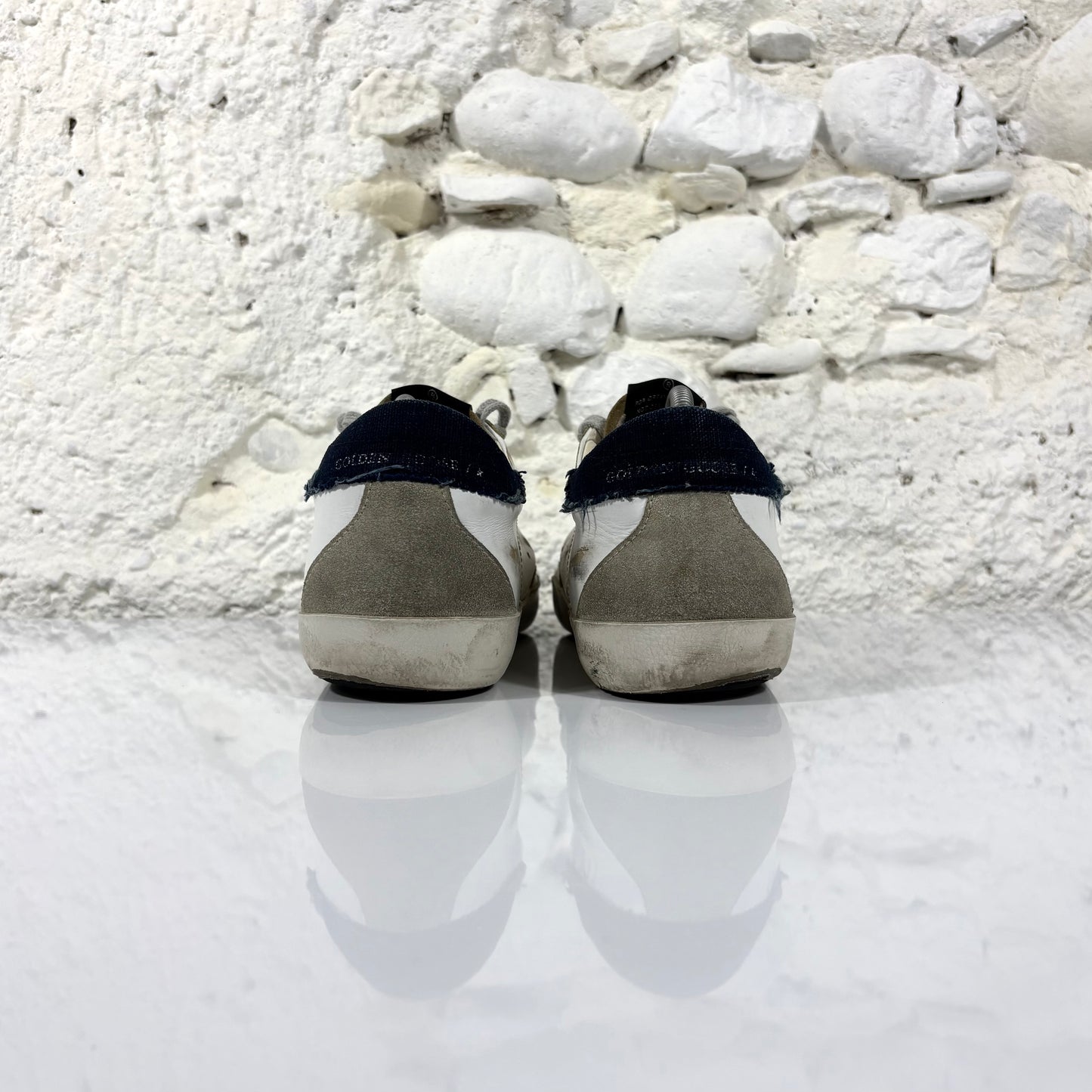 Golden goose Superstar bianche co talloncino in denim blu 42