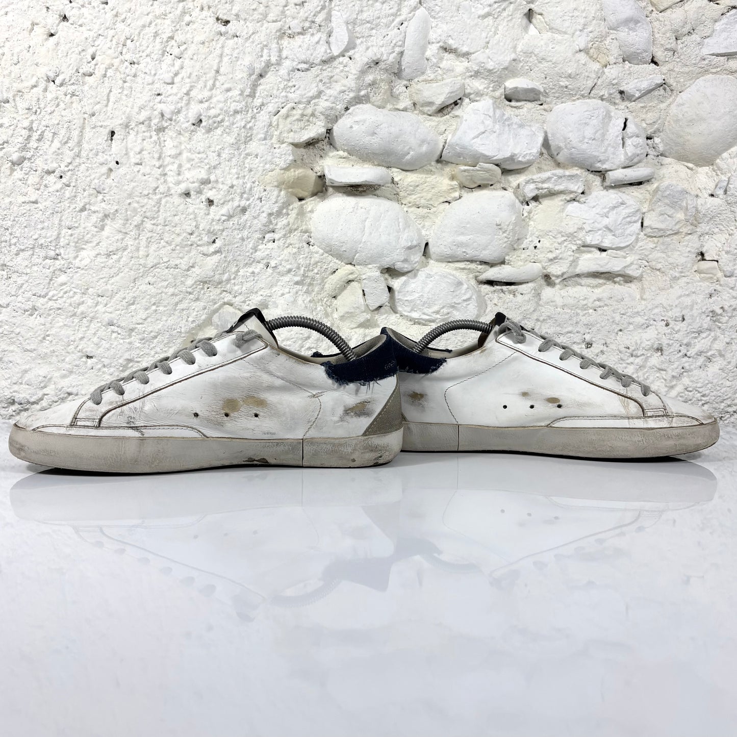 Golden goose Superstar bianche co talloncino in denim blu 42