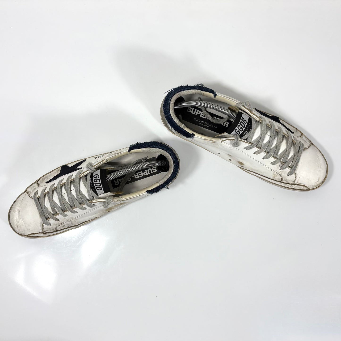 Golden goose Superstar bianche co talloncino in denim blu 42