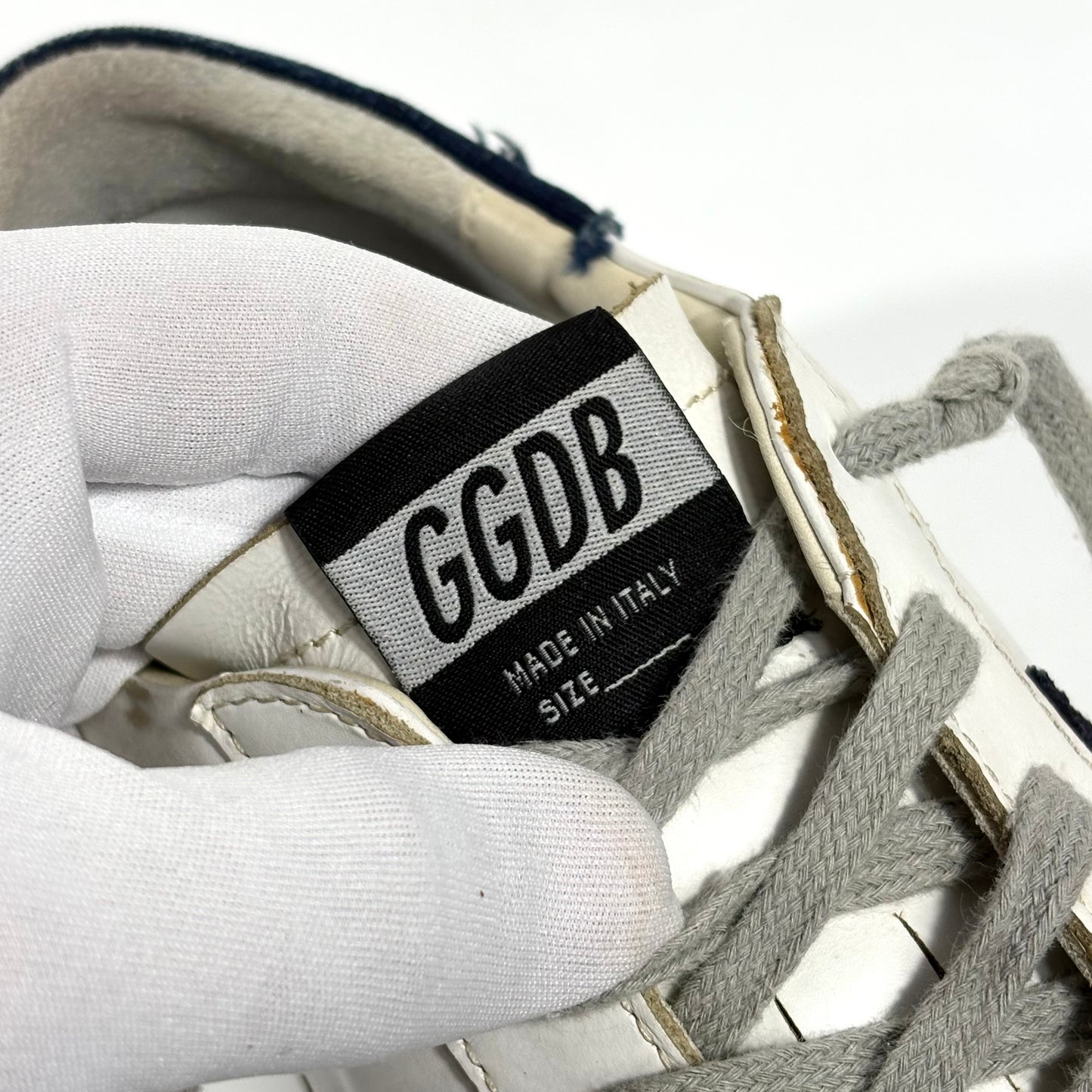 Golden goose Superstar bianche co talloncino in denim blu 42