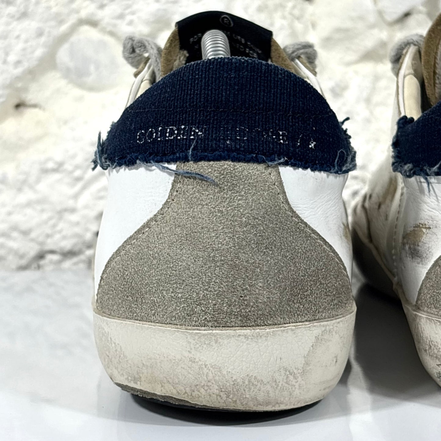 Golden goose Superstar bianche co talloncino in denim blu 42