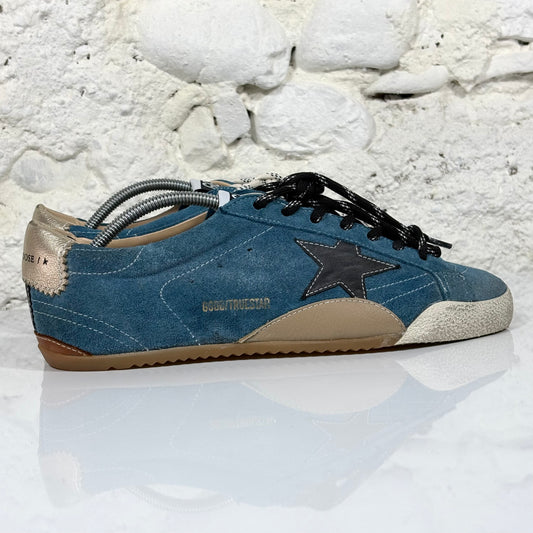 Golden goose True Star blu con stella nera e talloncini bronzo 40