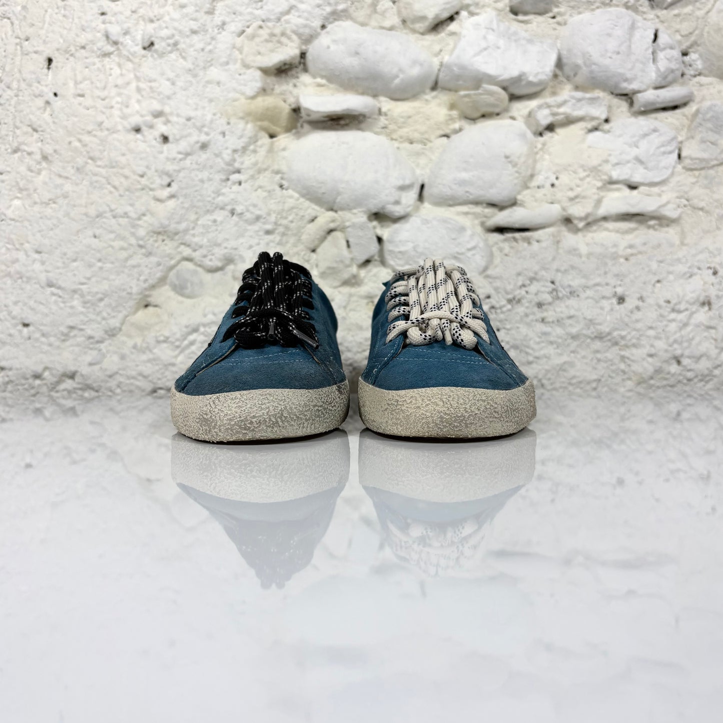 Golden goose True Star blu con stella nera e talloncini bronzo 40