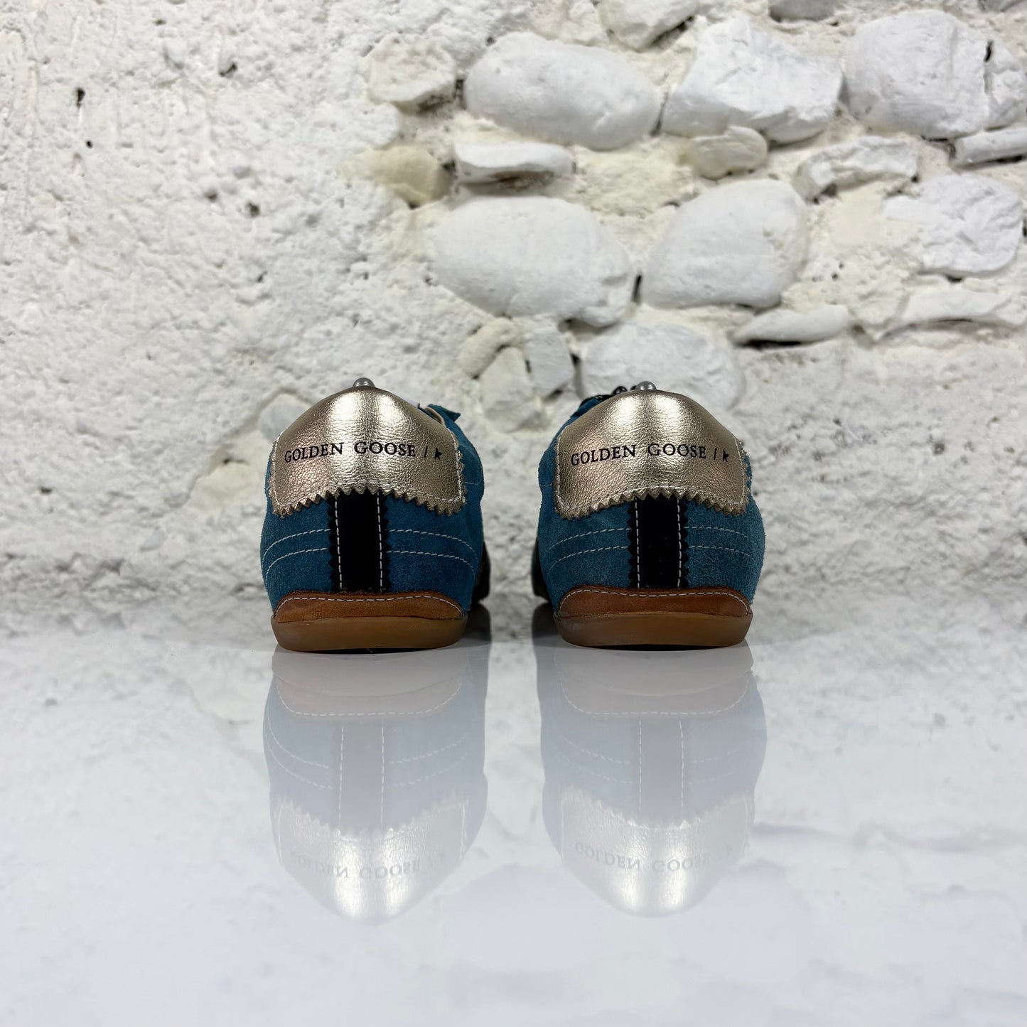 Golden goose True Star blu con stella nera e talloncini bronzo 40