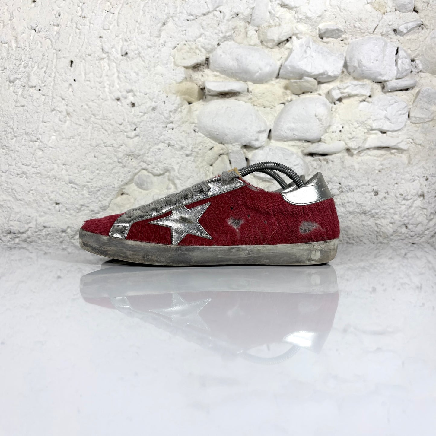 Golden goose Superstar "archive" LTD in cavallino rosso con stella e talloncini argento 42