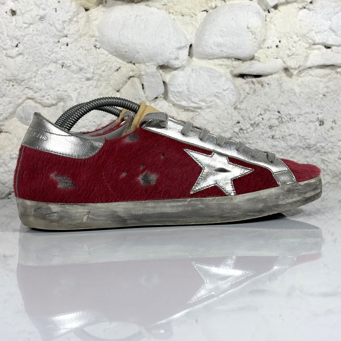 Golden goose Superstar "archive" LTD in cavallino rosso con stella e talloncini argento 42