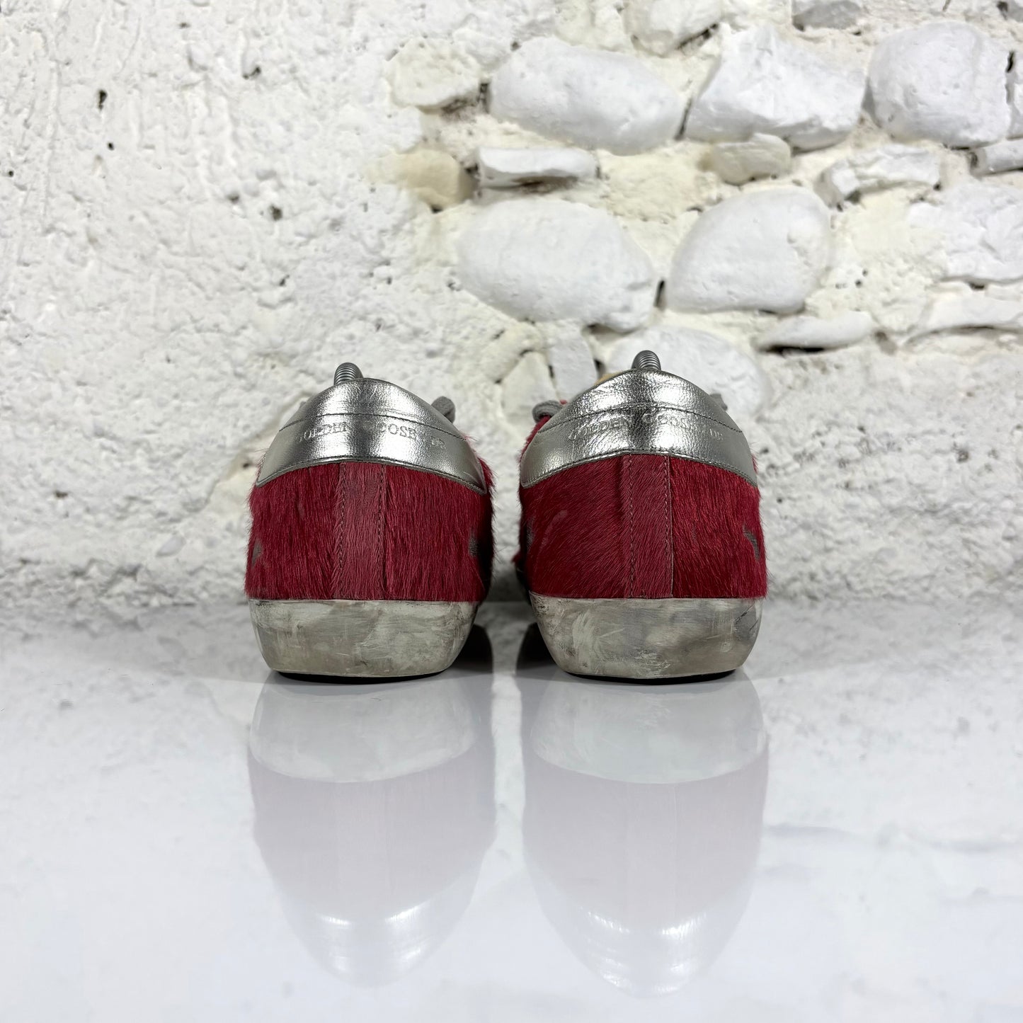 Golden goose Superstar "archive" LTD in cavallino rosso con stella e talloncini argento 42