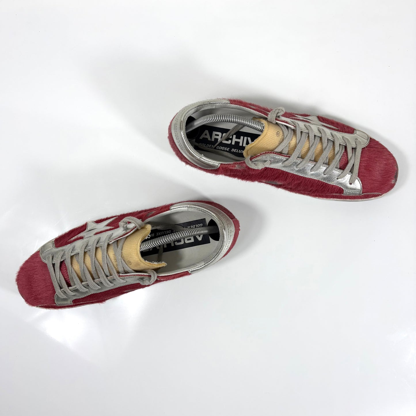 Golden goose Superstar "archive" LTD in cavallino rosso con stella e talloncini argento 42