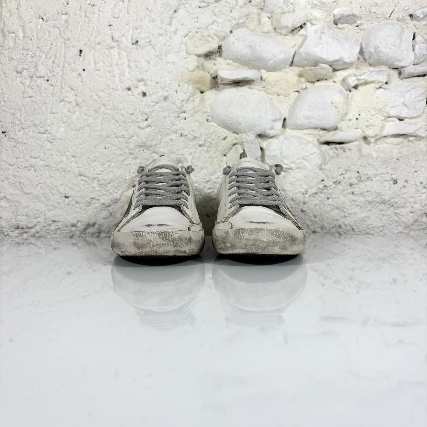 Golden goose Superstar bianche classiche con stella e talloncini argento 41