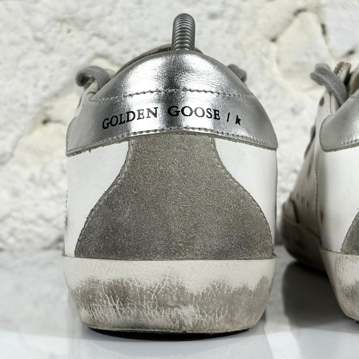 Golden goose Superstar bianche classiche con stella e talloncini argento 41