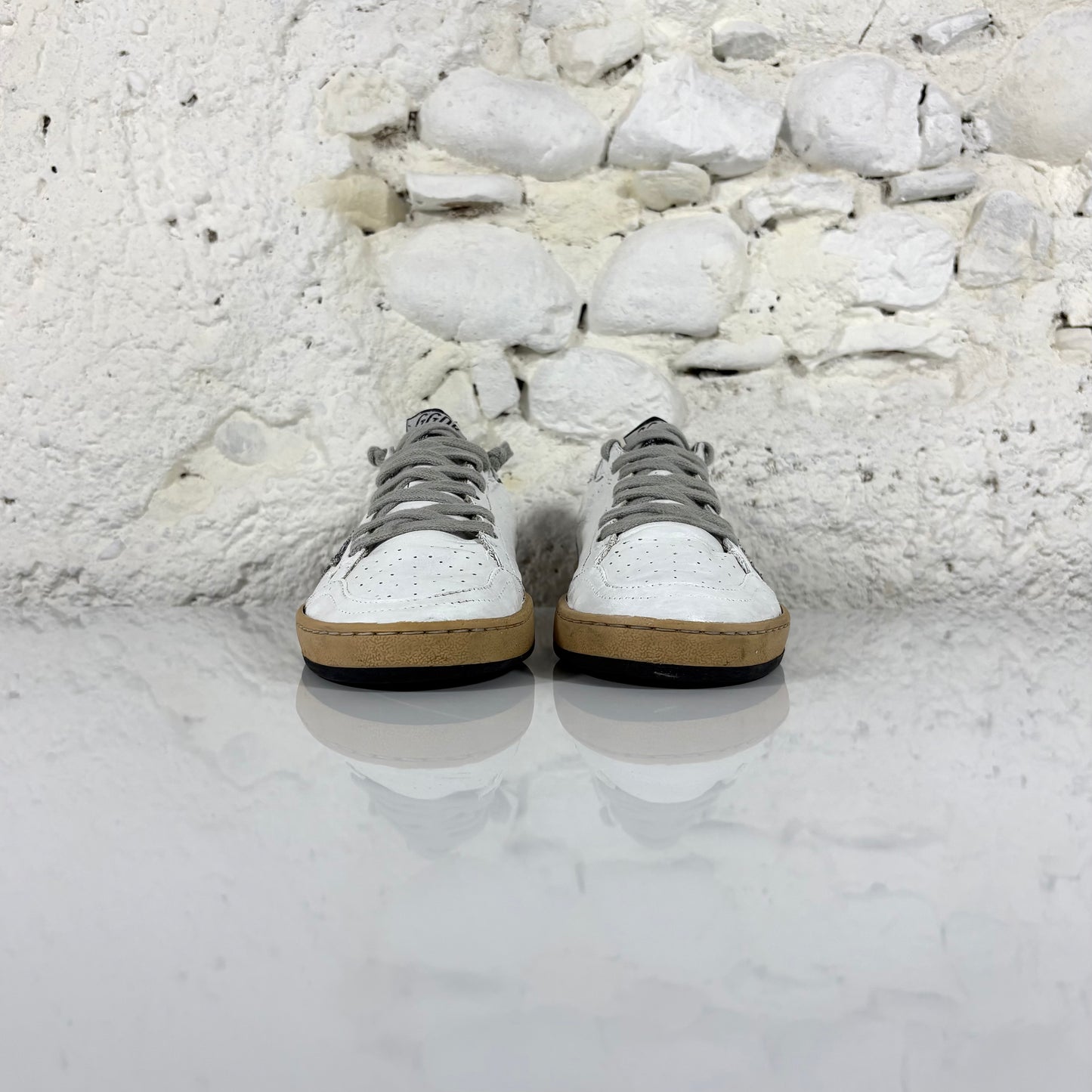 Golden goose Ballstar bianche con stella e talloncini argento con paillettes 38
