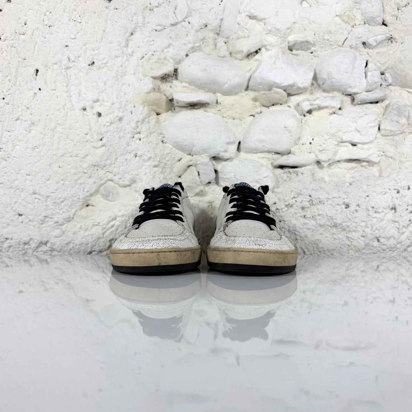 Golden goose Ballstar bianche con stella rosa glitterata e talloncini maculati 40