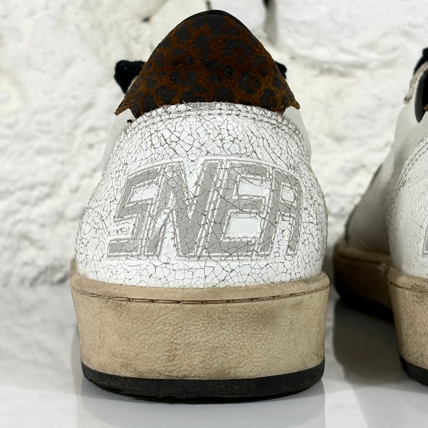 Golden goose Ballstar bianche con stella rosa glitterata e talloncini maculati 40