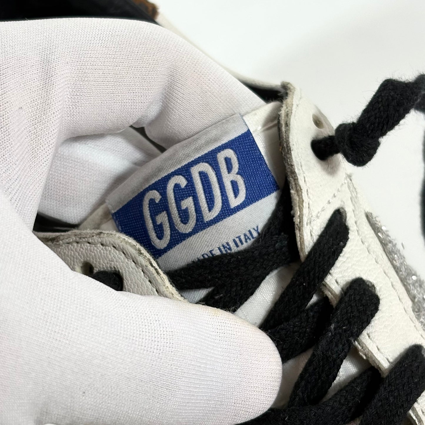 Golden goose Ballstar bianche con stella rosa glitterata e talloncini maculati 40