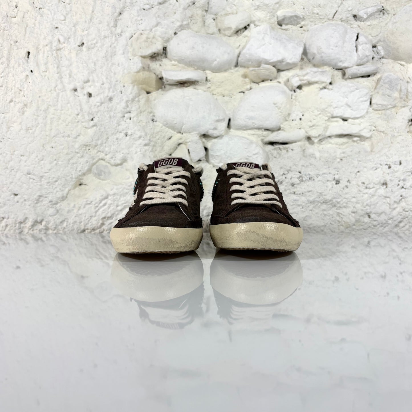 Golden goose Superstar Sabot marroni in pelle marrone scamosciata con perle 39
