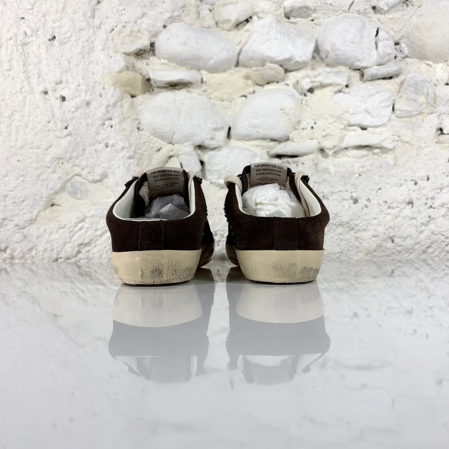 Golden goose Superstar Sabot marroni in pelle marrone scamosciata con perle 39