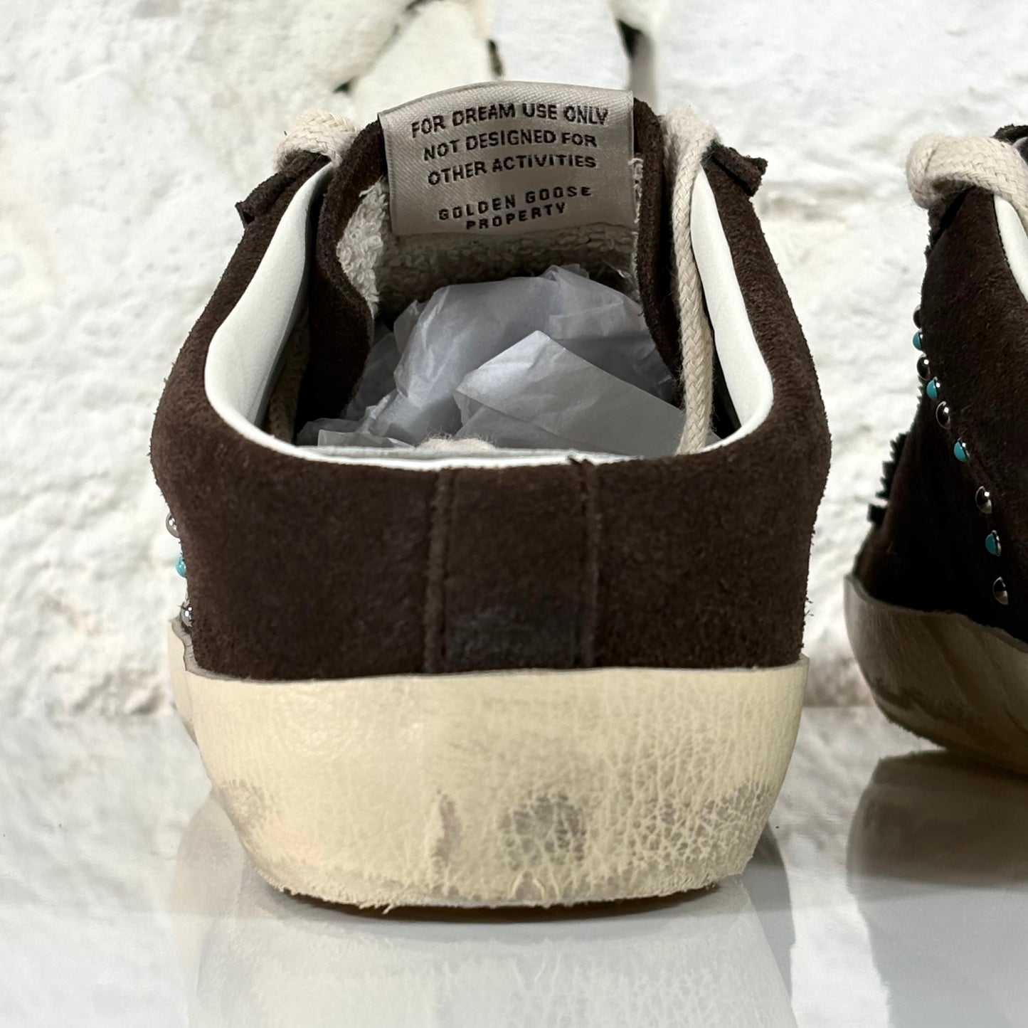 Golden goose Superstar Sabot marroni in pelle marrone scamosciata con perle 39