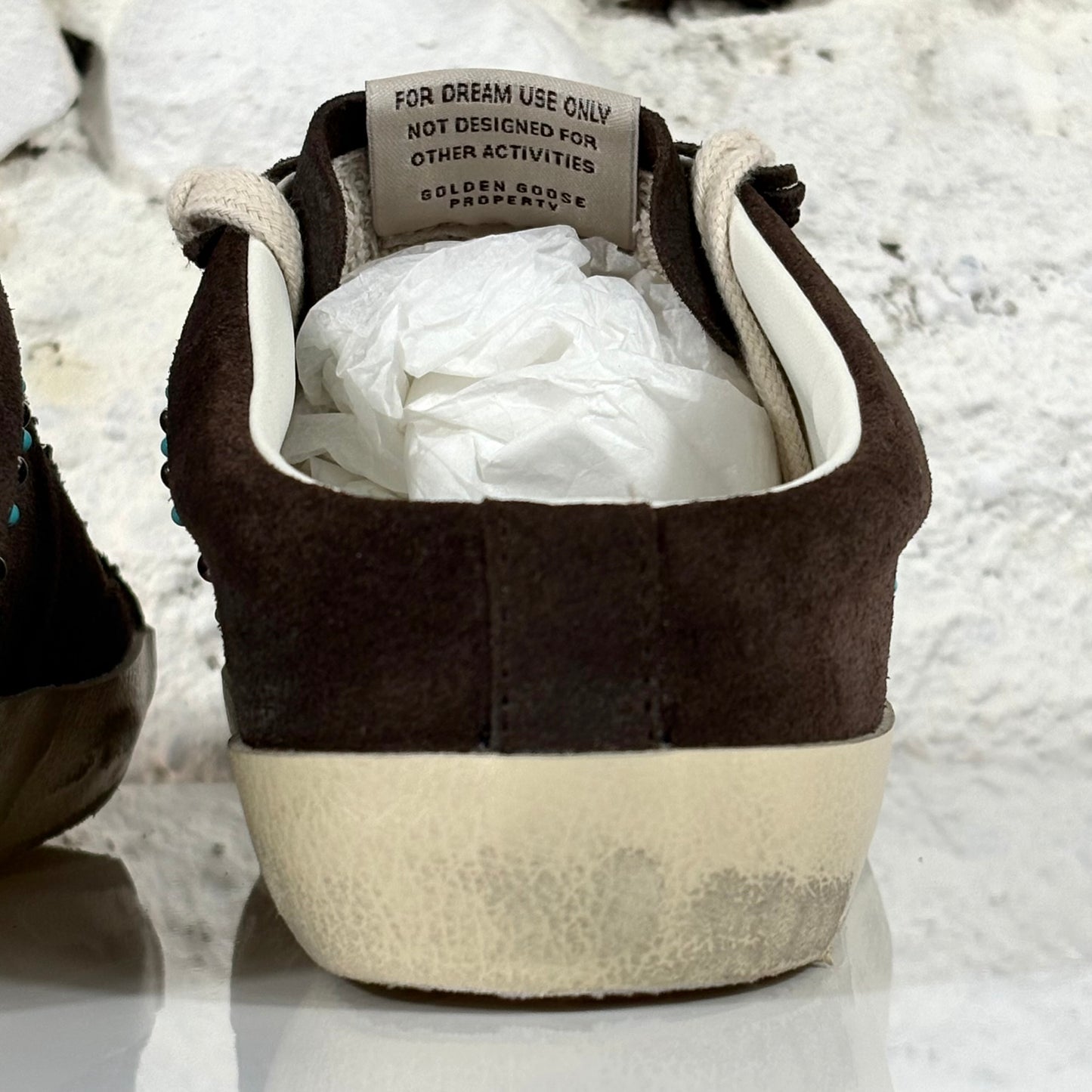Golden goose Superstar Sabot marroni in pelle marrone scamosciata con perle 39