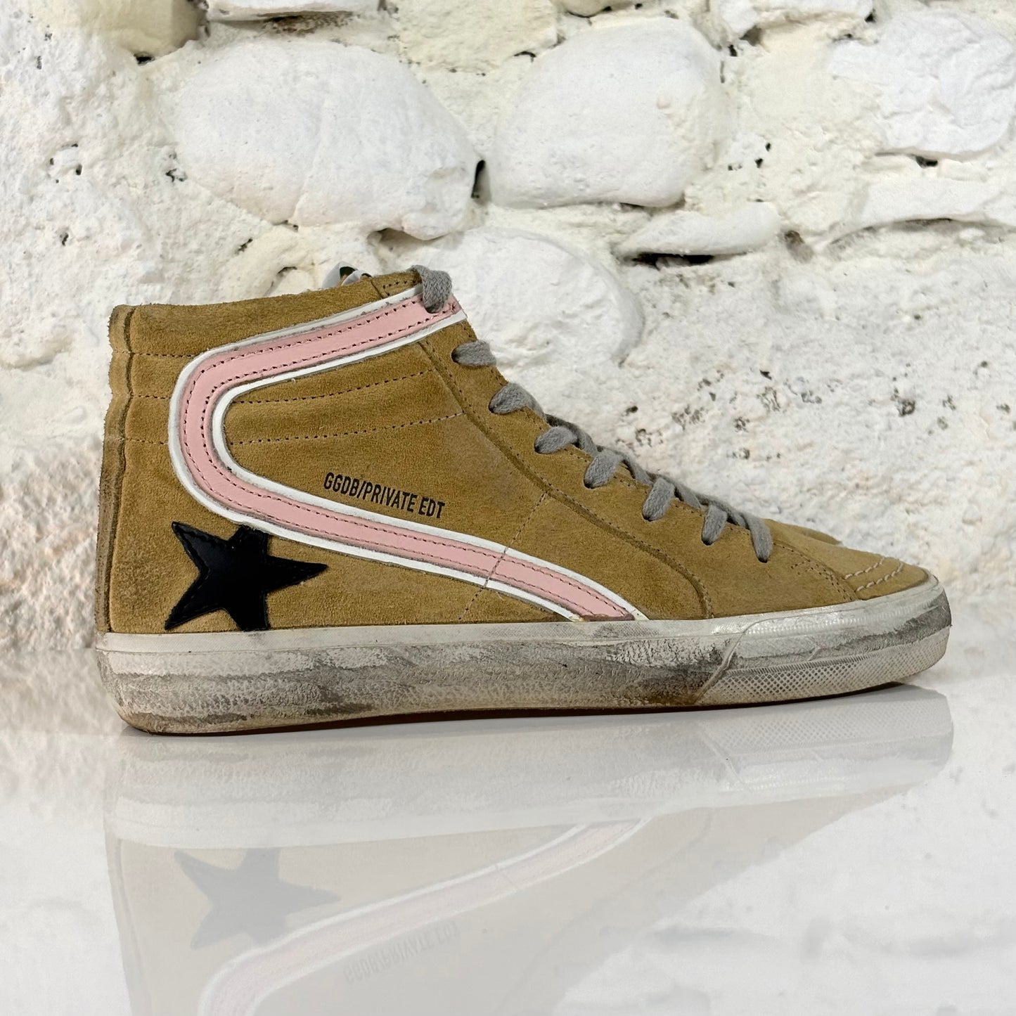 Golden goose Slide sabbia e striscia rosa LTD 38